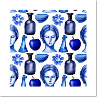 Women Blue pattern Posters and Art